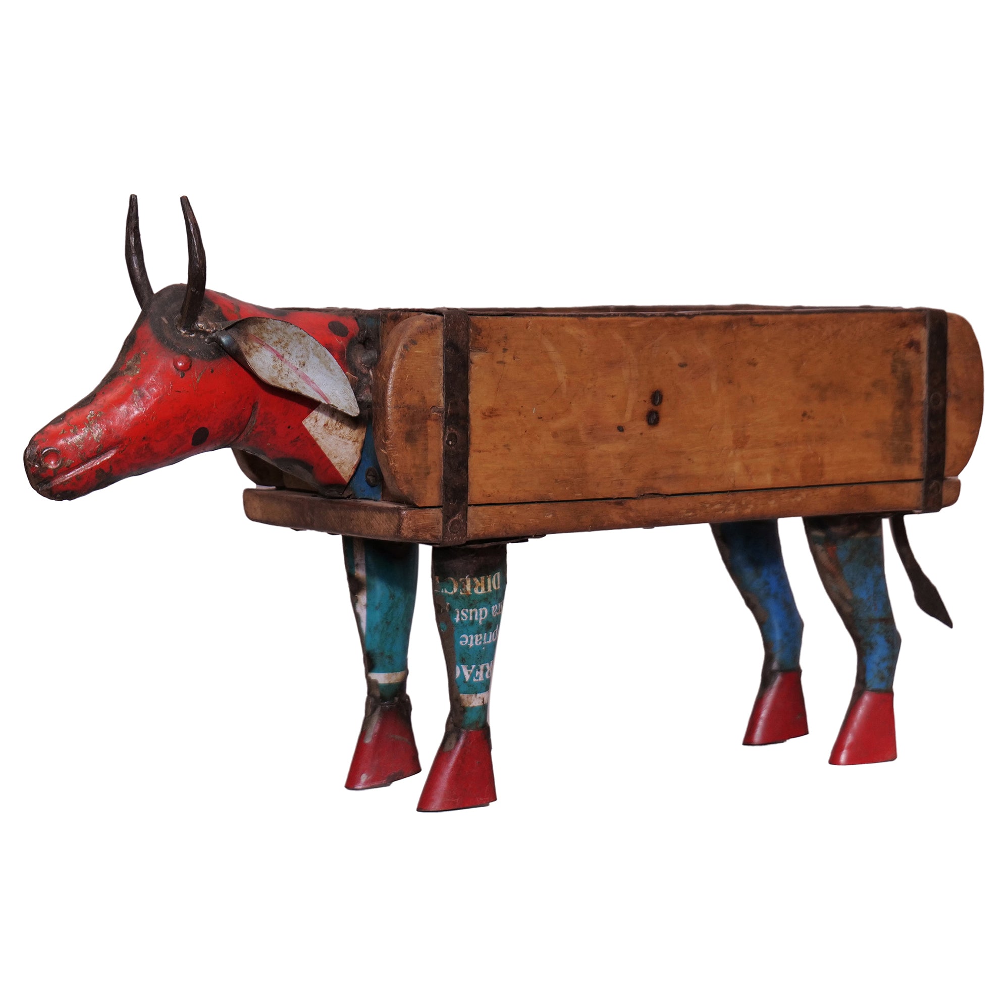 Rustic Vintage Cow Brick Mould Planter / Storage Box