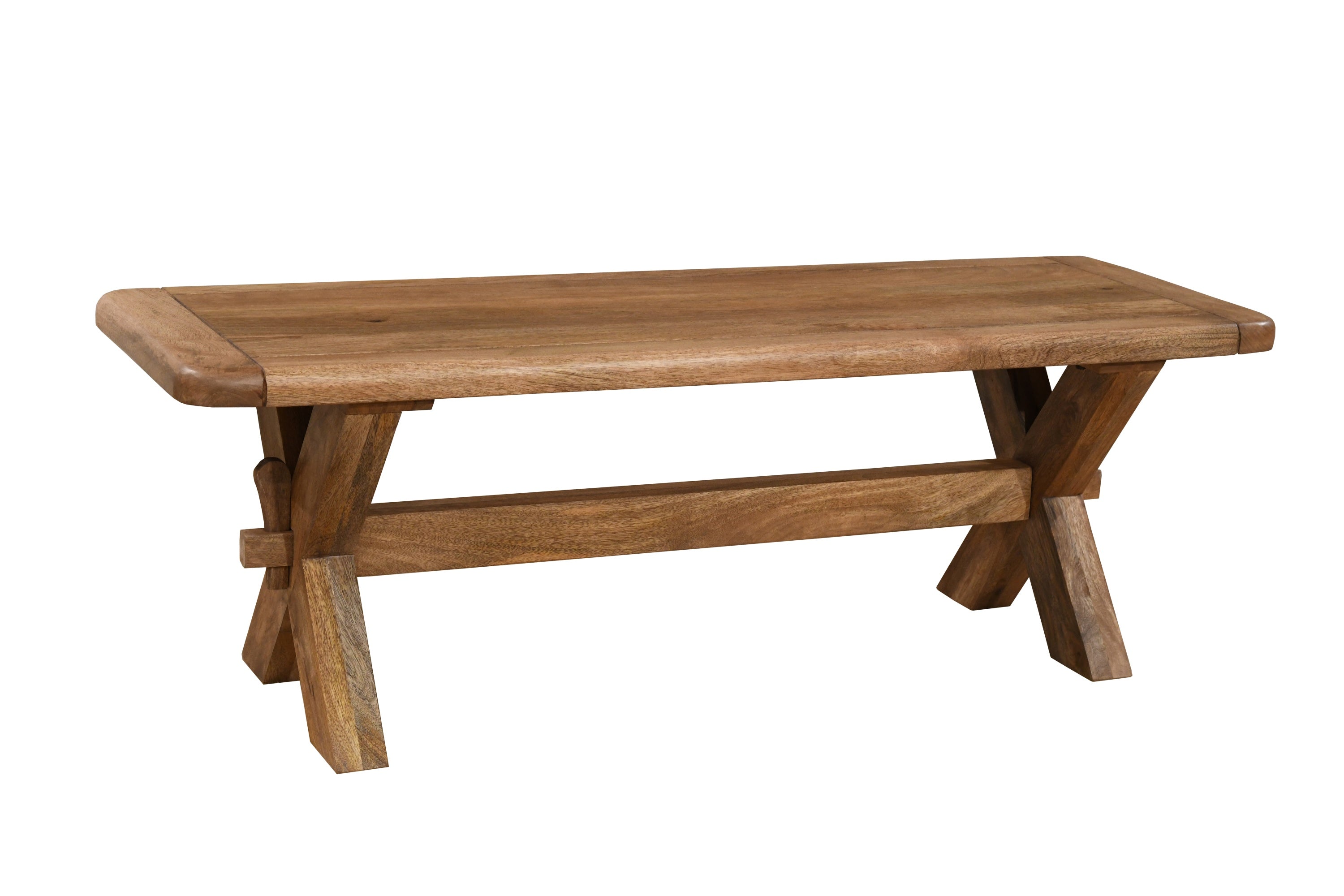 Solid wood rustic bench with x-shaped legs from our Dorset furniture collection | A Quirky Corner Banbury