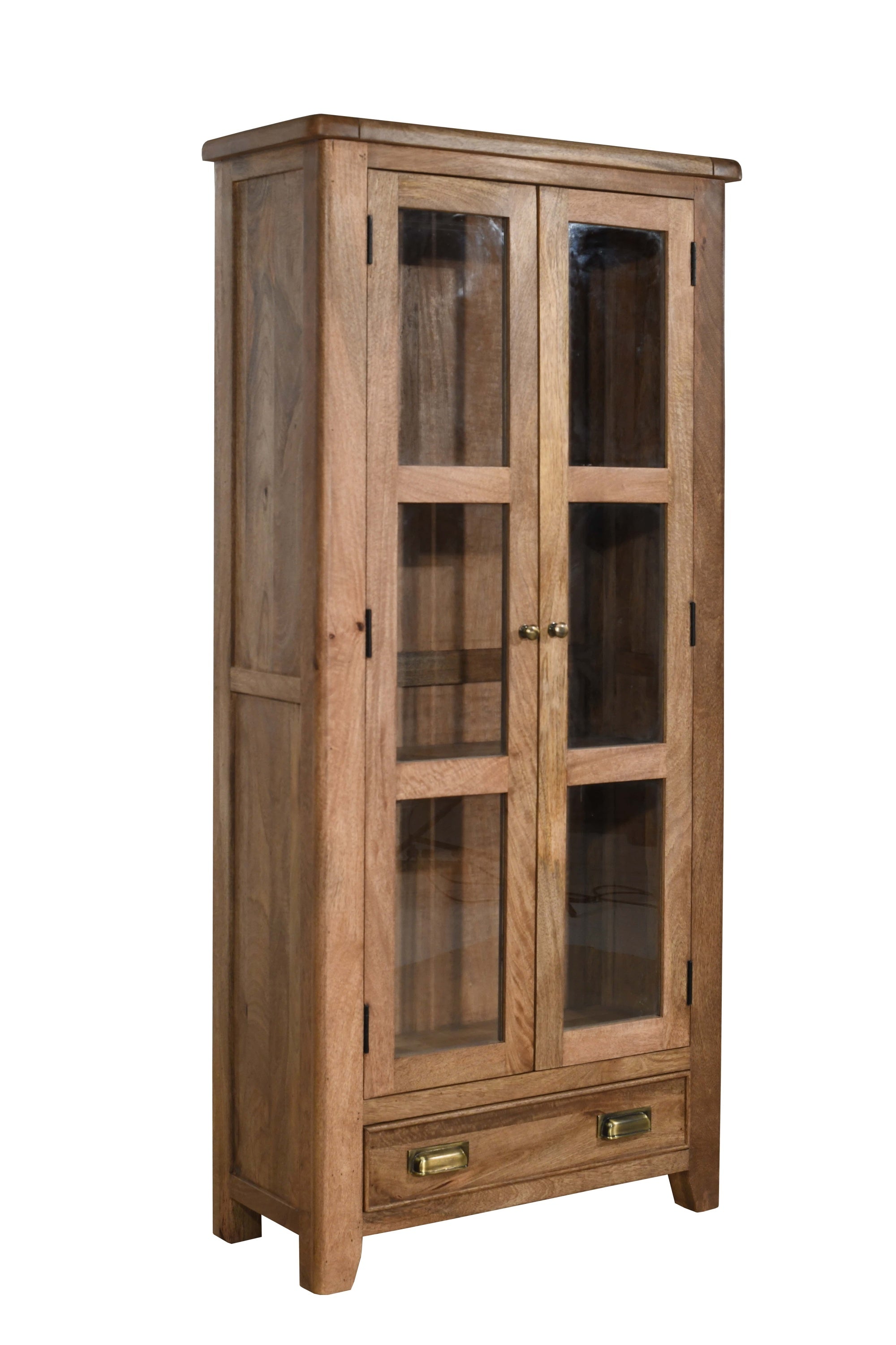 Full height, solid wood cabinet with glass doors and drawer from our Dorset Furniture collection | A Quirky Corner
