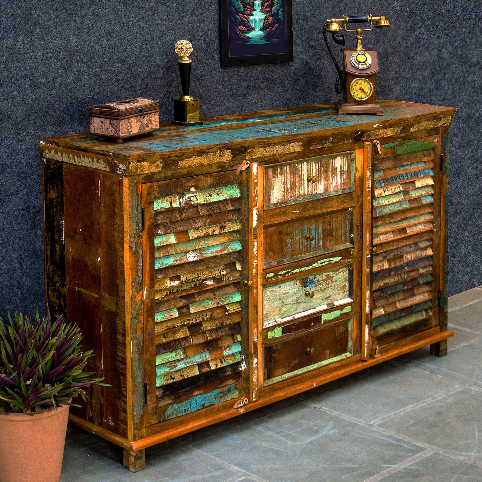 Marine Reclaimed 2 Door 3 Drawer Sideboard