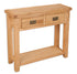 Melbourne Natural Oak console table with two drawers on a white background. Available from A Quirky Corner Banbury.