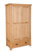 Melbourne Natural Oak double wardrobe with two drawers on a white background. Available from A Quirky Corner Banbury