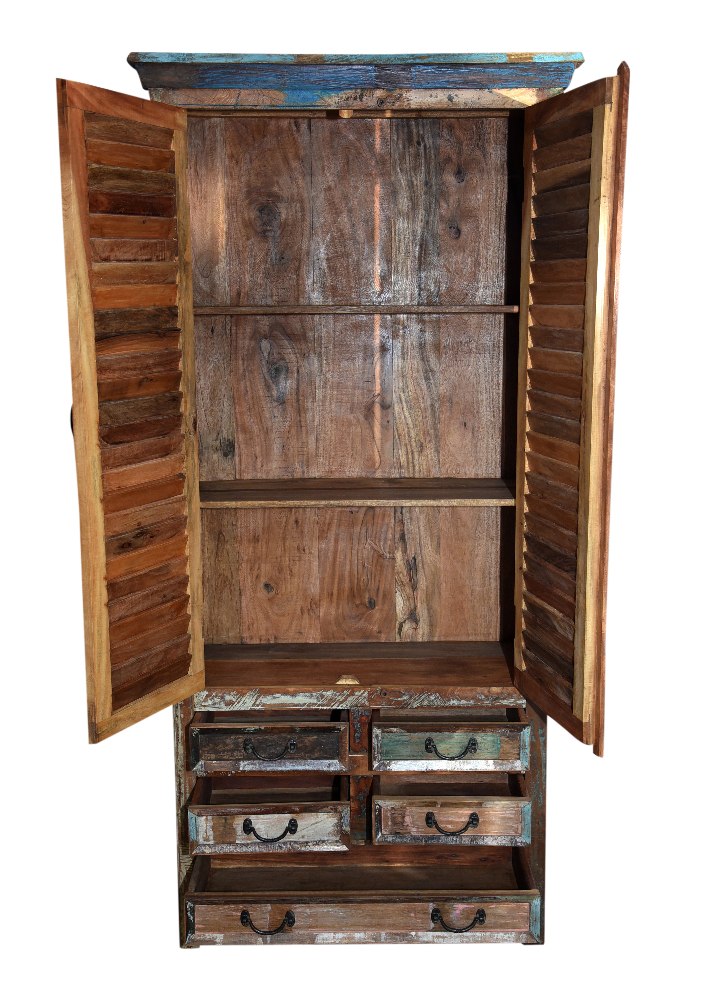 Marine Reclaimed Tall Cabinet with Louvred Doors