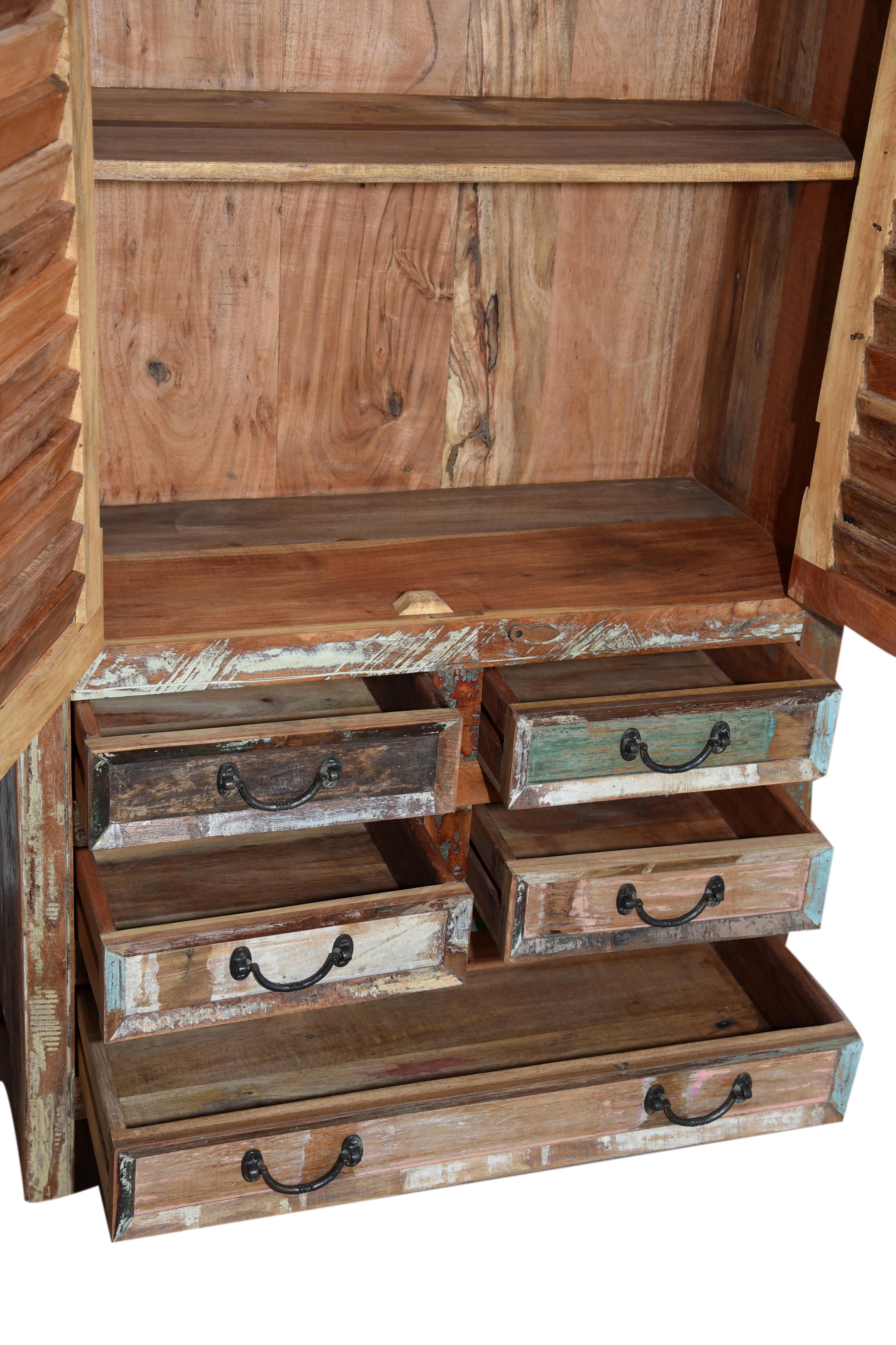 Marine Reclaimed Tall Cabinet with Louvred Doors
