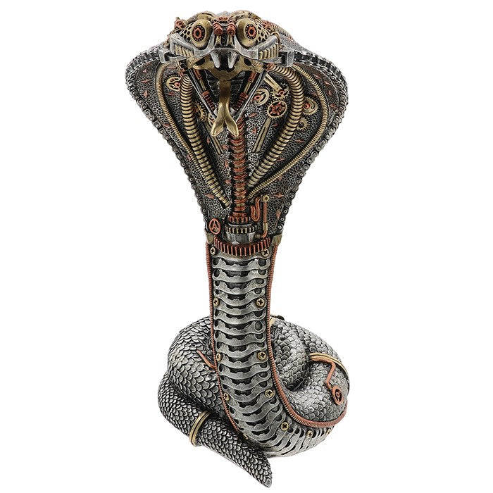 Steampunk-themed cobra statue on white background - Man Cave Decor from A Quirky Corner Banbury
