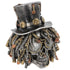Steampunk-themed skull figurine with top hat and mechanical dreadlocks on a white background - Man Cave Decor from A Quirky Corner Banbury