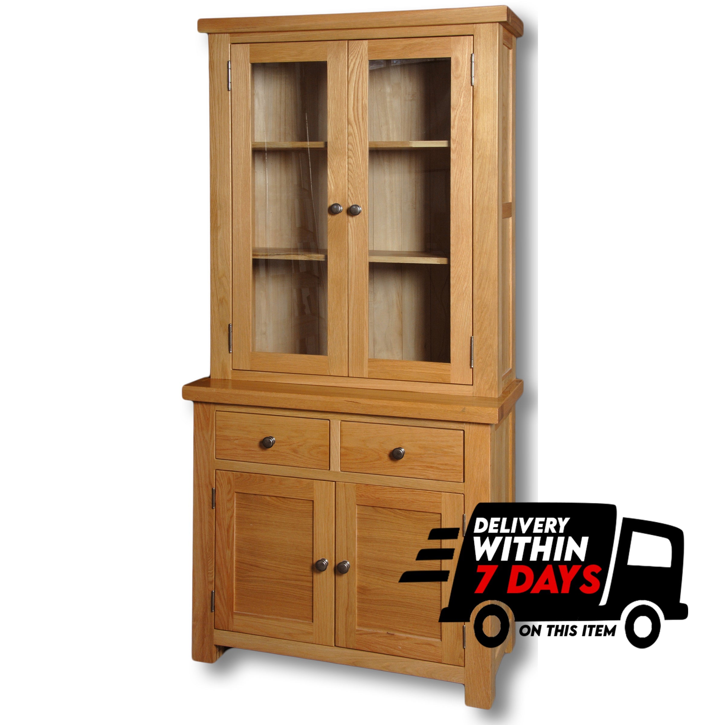 Woodstock Oak 3ft Glazed Dresser Top