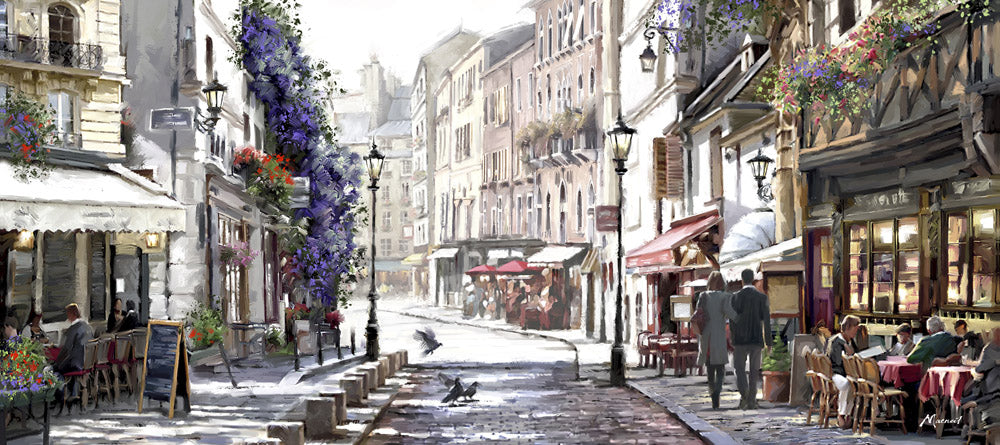 Sunlit Cafes - Canvas 135 x 60 cm