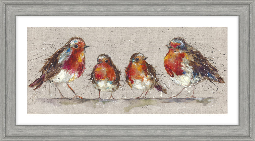 Robin Family - Framed Print 45 x 25 cm