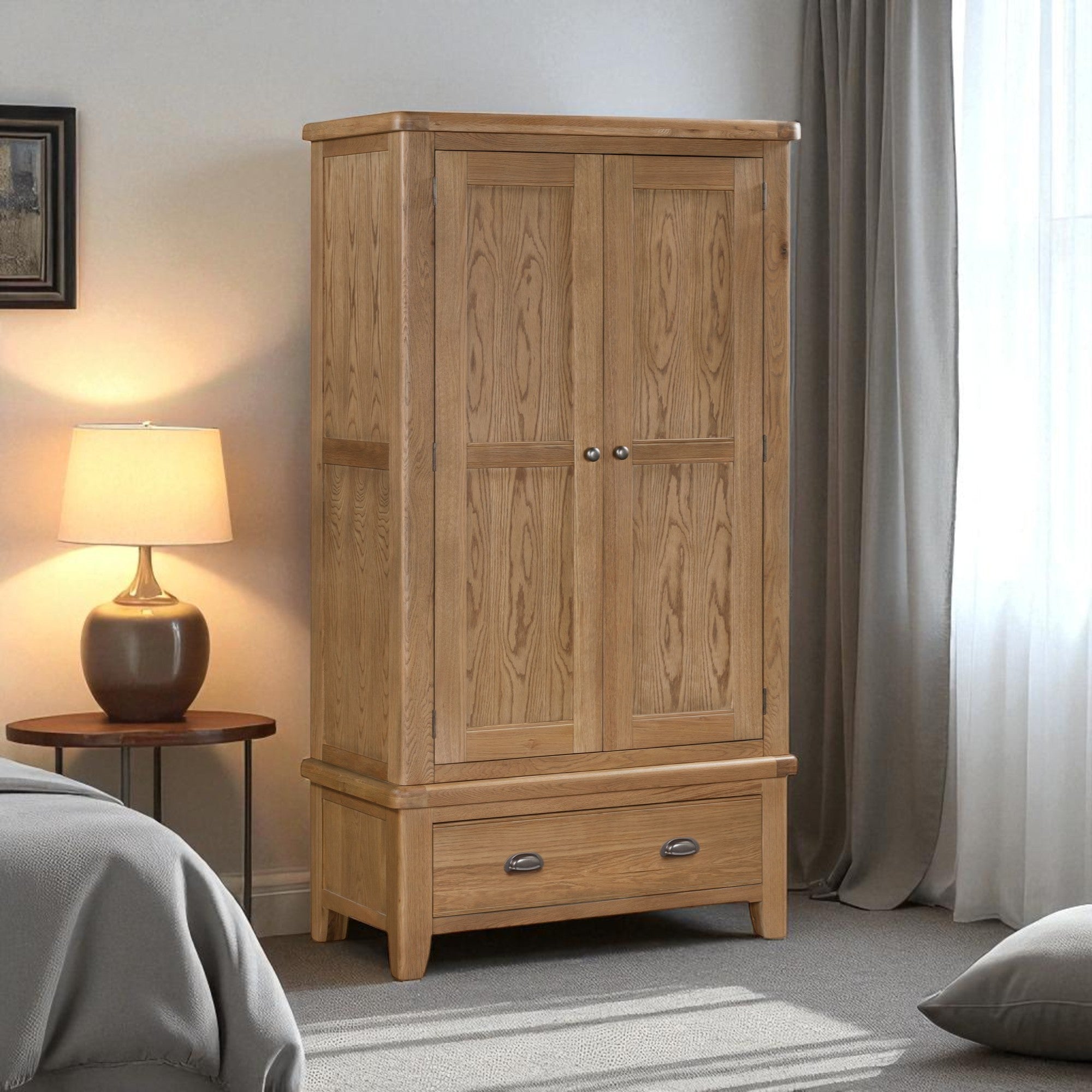 Hopwood Oak Wardrobe with 2 Doors and 1 Drawer