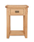 Melbourne Natural Oak console table with one drawer on a white background. Available from A Quirky Corner Banbury