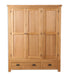 Melbourne Natural Oak 3-door Wardrobe with 2 drawers on white background. Available from A Quirky Corner Banbury.