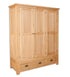 Melbourne Natural Oak Triple Wardrobe with 2 drawers on white background. Available from A Quirky Corner Banbury.