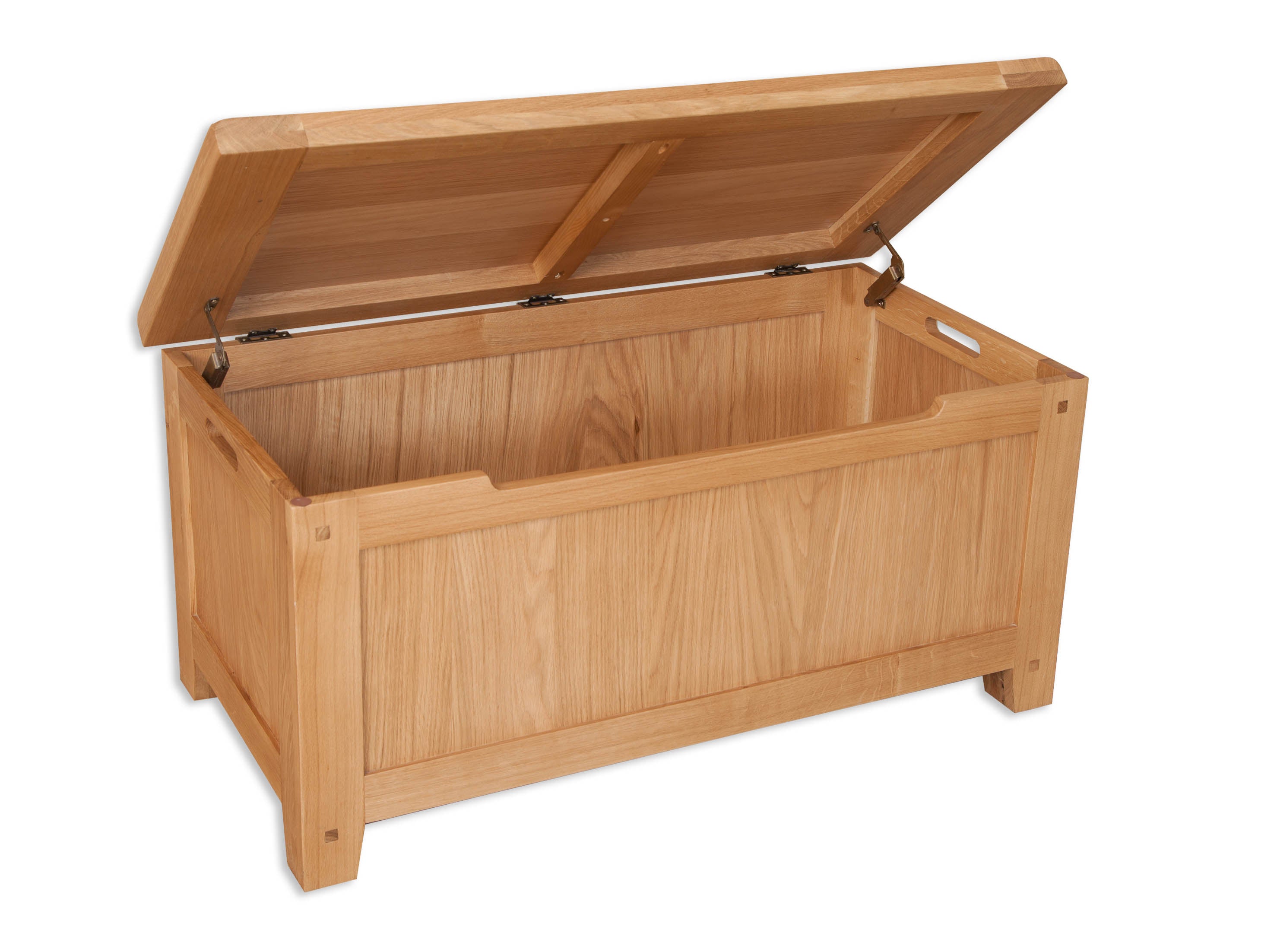 Melbourne Natural Oak Blanket Box on a white background. Available from A Quirky Corner Banbury