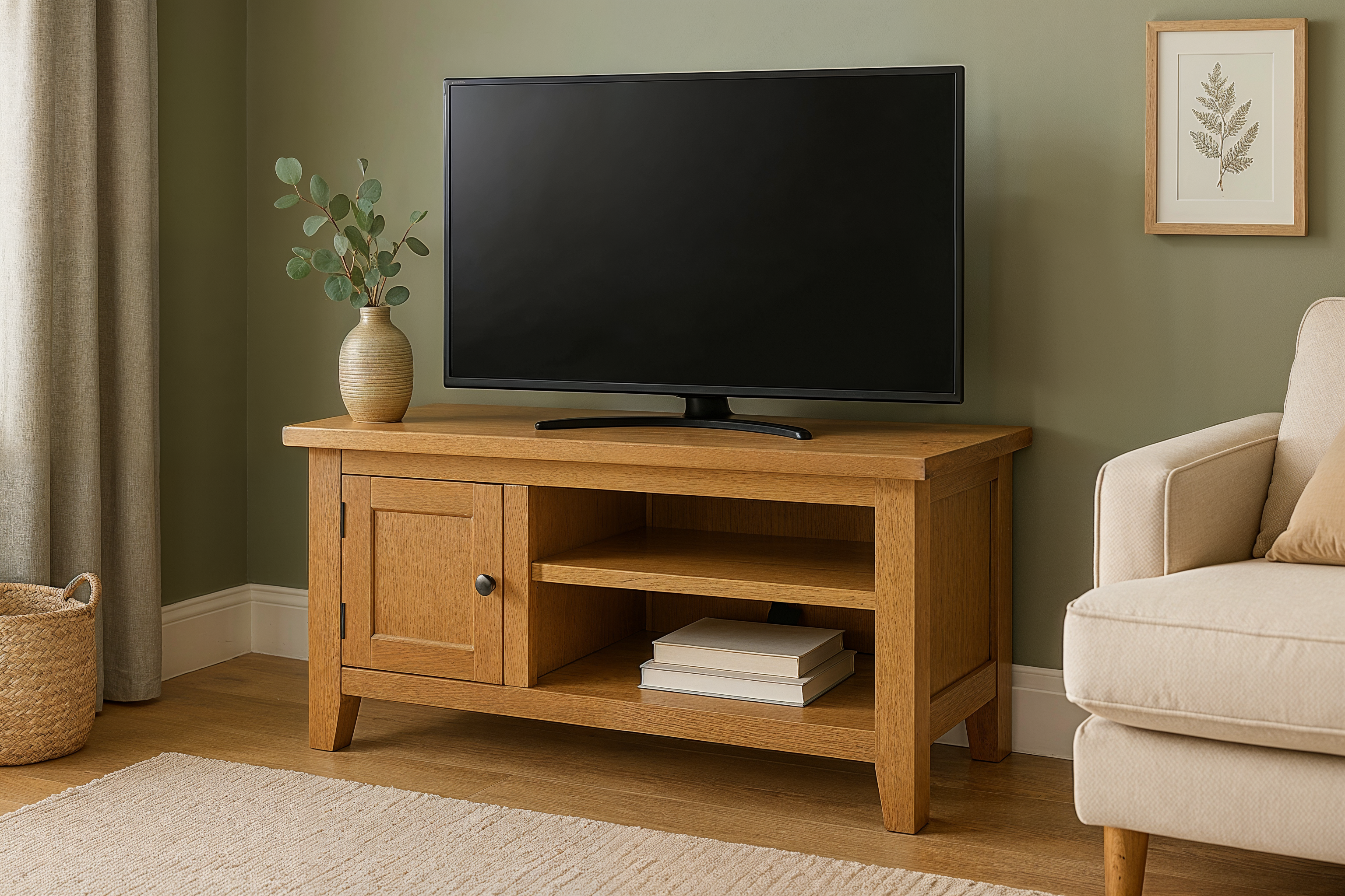 Vancouver Oak TV Unit with 1 Door and Shelf