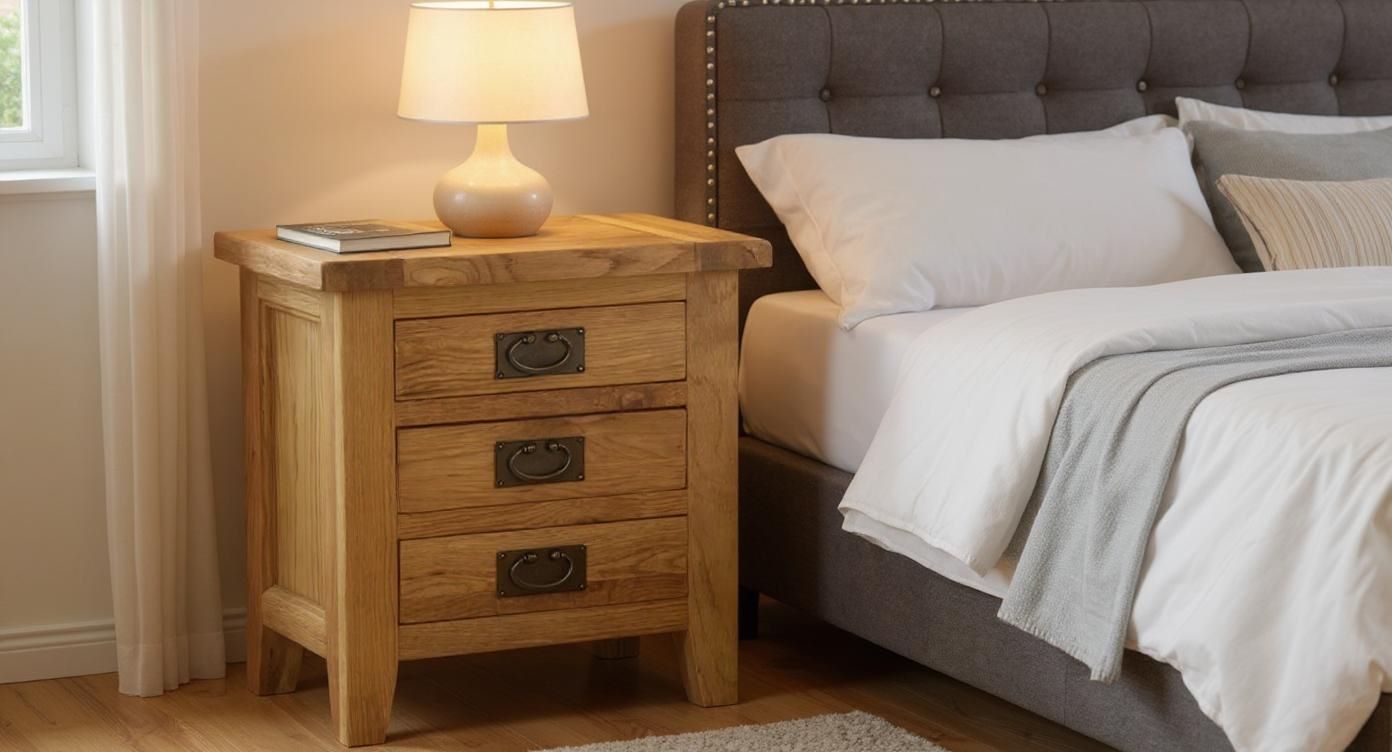 Vancouver Oak 3-Drawer Bedside Table
