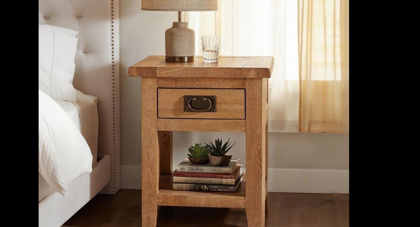 Vancouver Oak 1-Drawer Bedside Table with Shelf