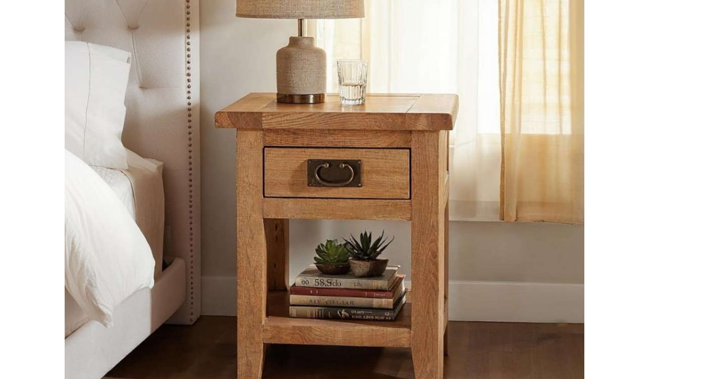 Vancouver Oak 1-Drawer Bedside Table with Shelf
