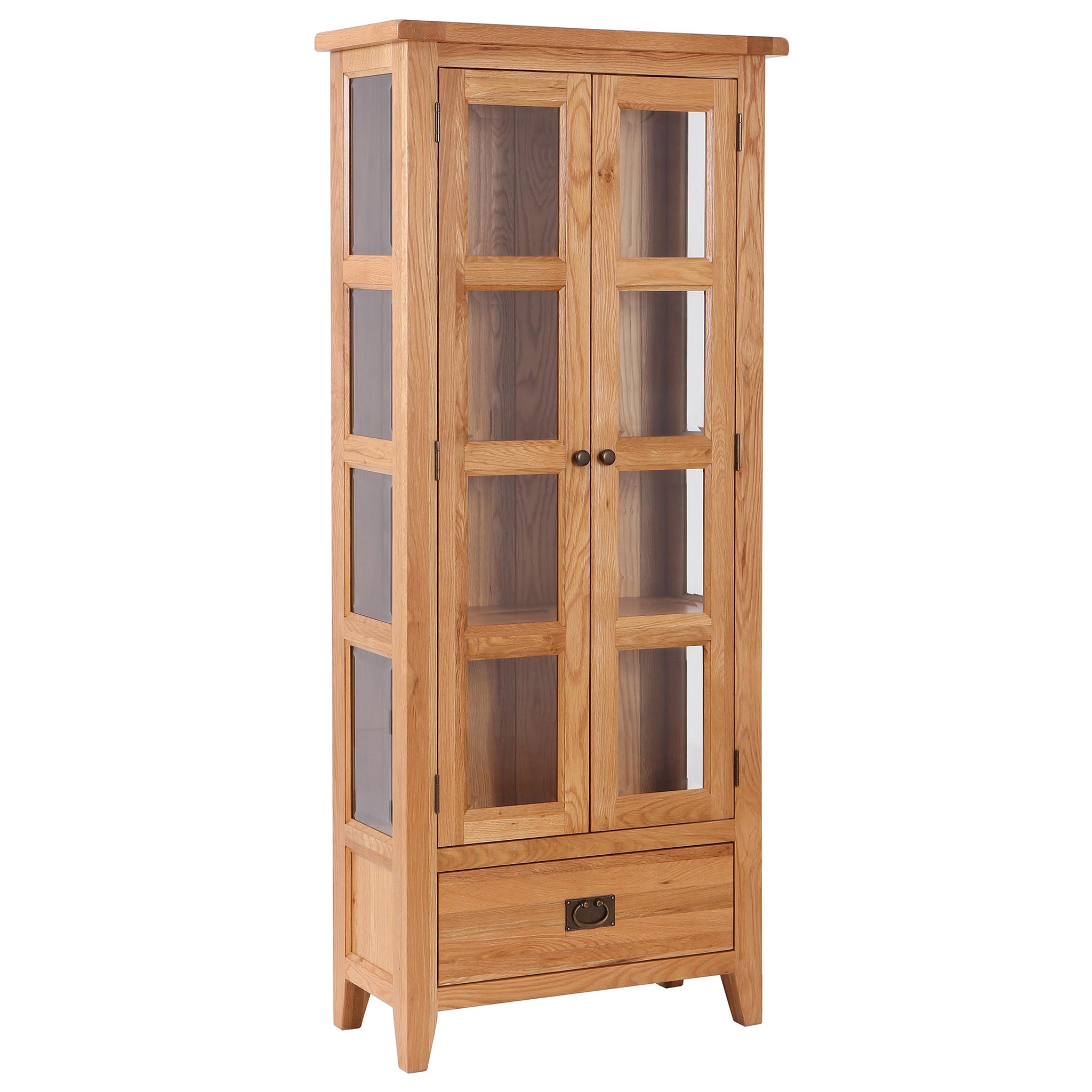 Vancouver Oak 1-Drawer 2-Door Glazed Display Cabinet