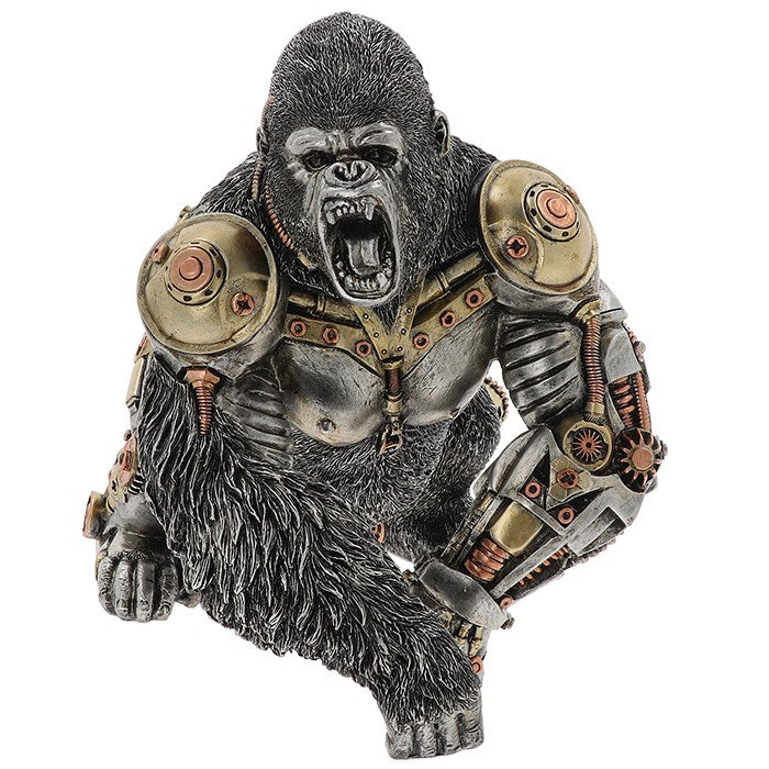 Steampunk-style gorilla sculpture on white background - Man Cave Decor from A Quirky Corner Banbury