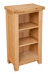 Melbourne Natural Oak small bookshelf with three shelves on a white background. Available from A Quirky Corner in Banbury.
